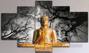 仏陀と鳩仏教 Oil Paintings